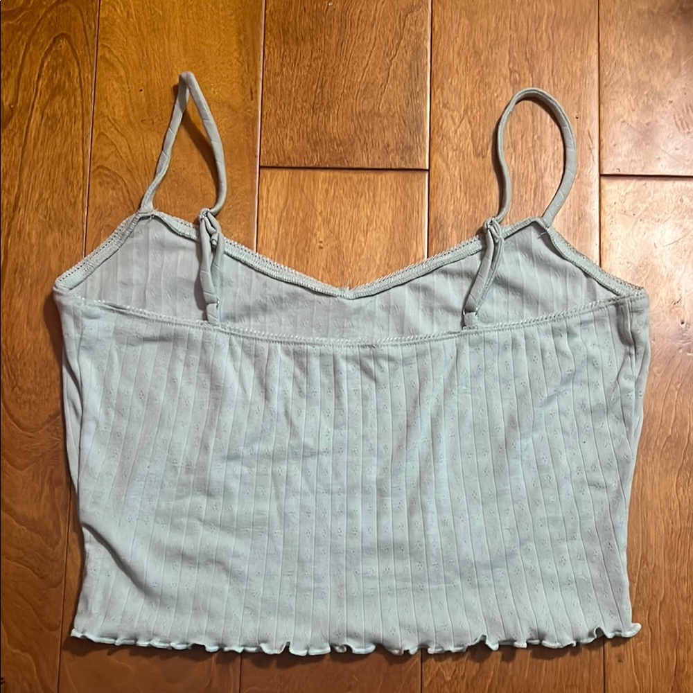 Altar’d State Sage Green Camisole Pajama Top Size L Coquette Pastel Scalloped - Picture 3 of 7